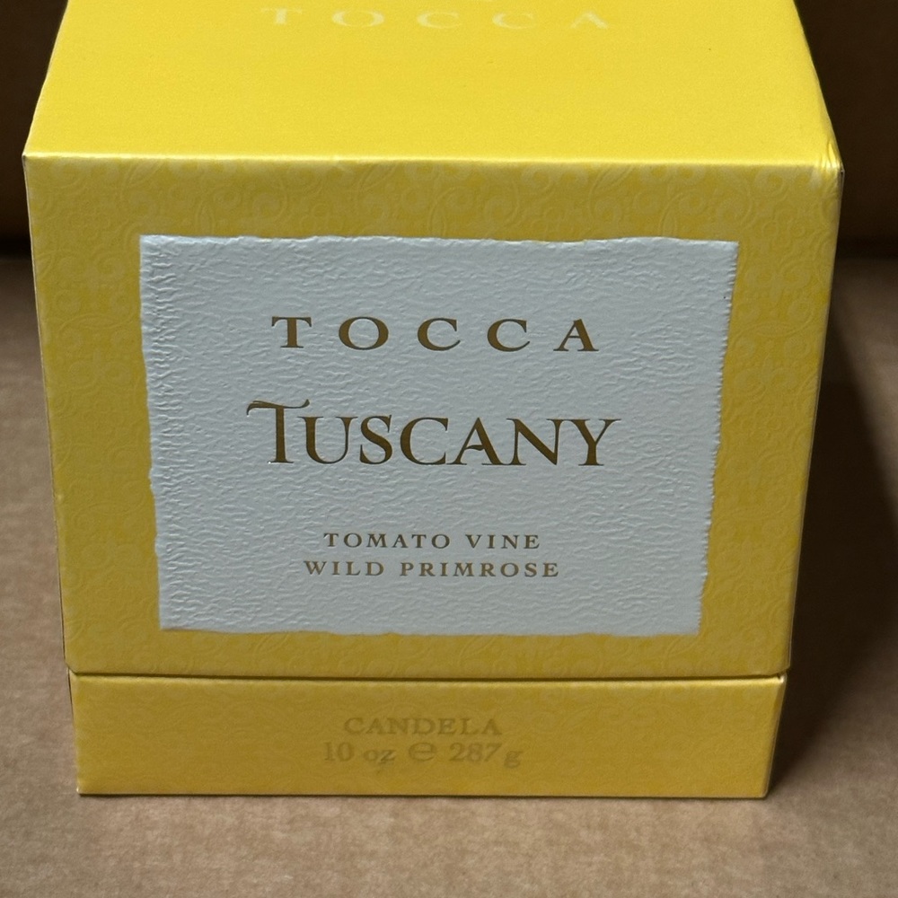 TOCCA TUSCANY  TOMATO VINE WILD PRIMROSE 10 OZ CANDLE (BRAND NEW WITH BOX)